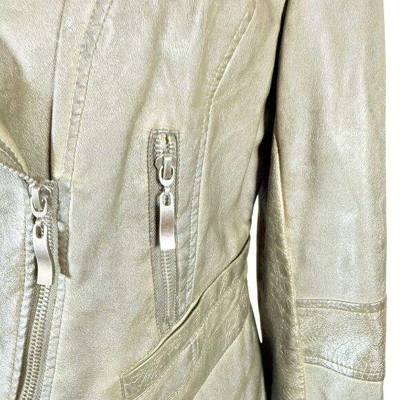 The Fillmore Olive Gray Vegan Leather Moto Jacket - Women’s Medium - Picture 9 of 12